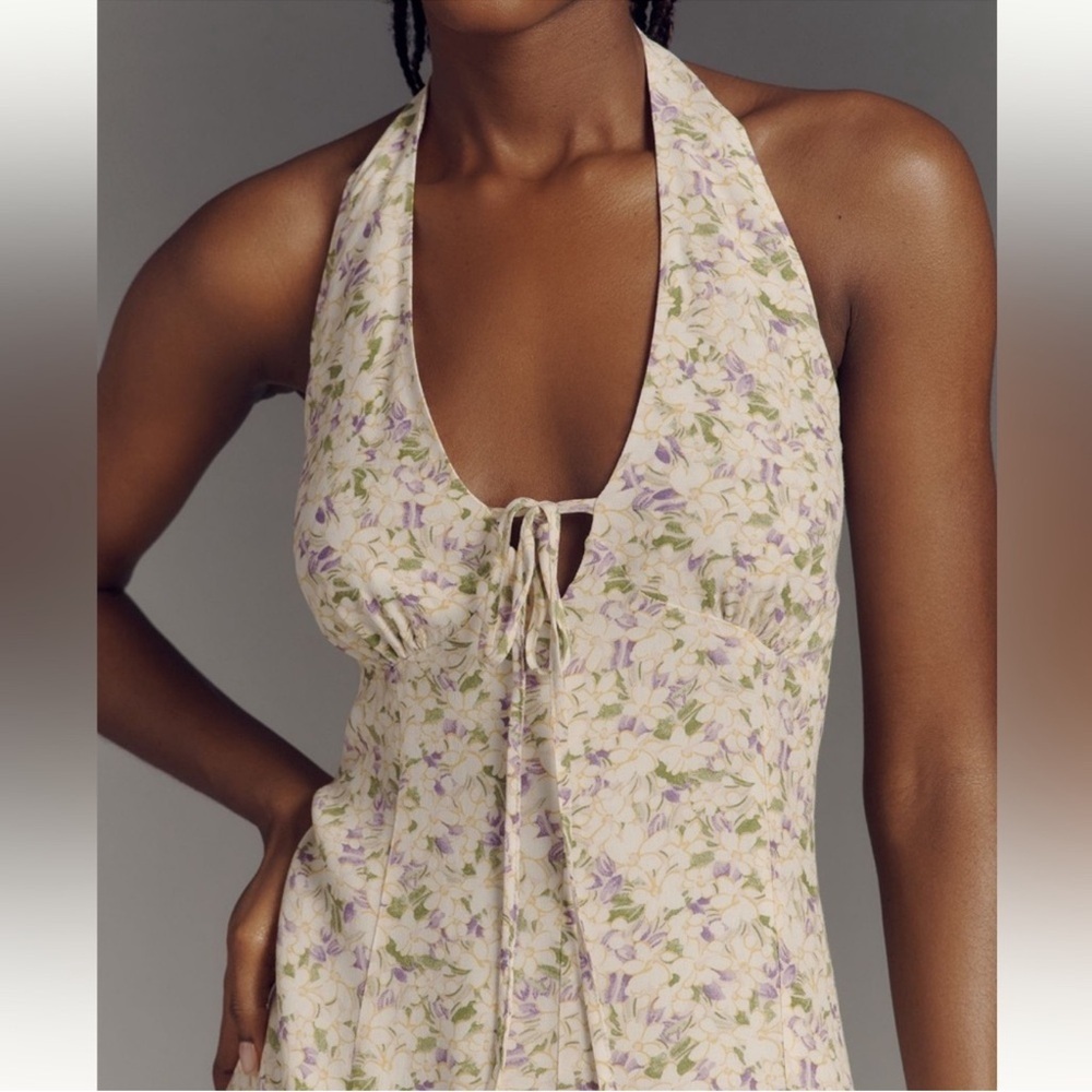 NWT Anthropologie Maeve Floral Halter Mini Dress - Size Medium - Picture 2 of 8